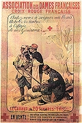 Affiche Jonas 1915 Association des dames de la Croix-Rouge Française. Achetez les timbres à l'effigie de nos généraux.