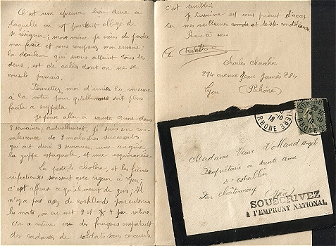 lettre de condolèances de Charles Chevalier